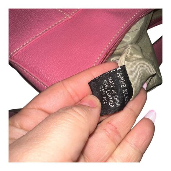 Anne Klein Pink Leather Handbag Purse Shoulder Bag Barbie Y2k - Picture 5 of 7